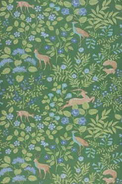 Selbstklebende Tapete Deer Love Smaragdgrün