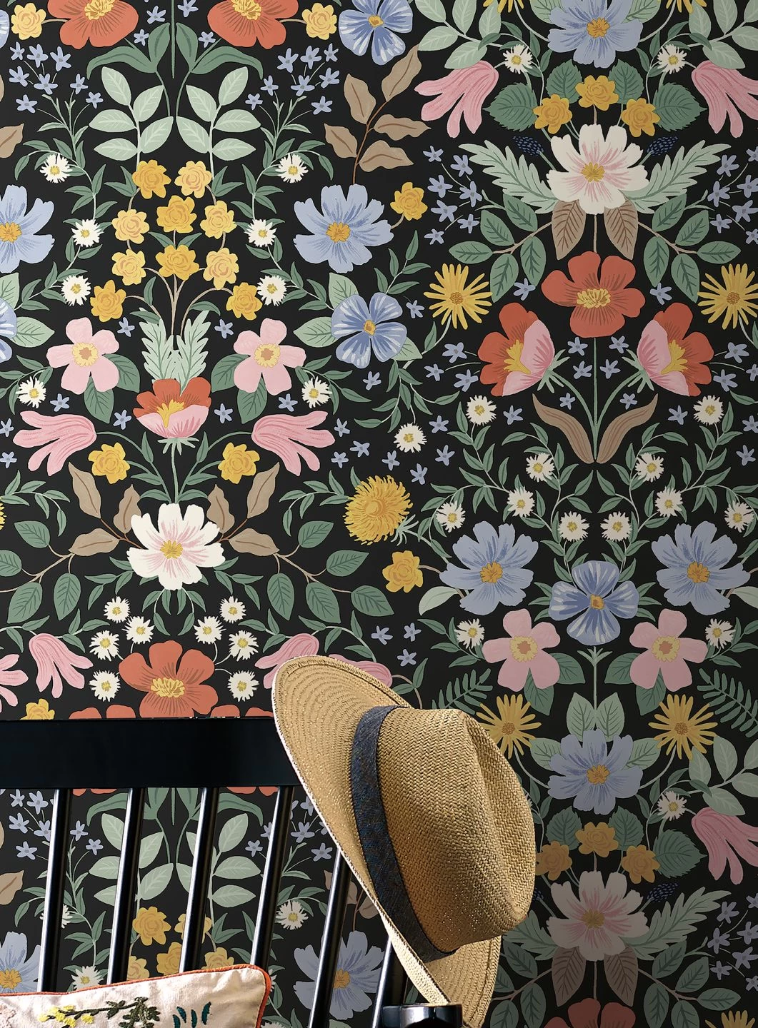 Selbstklebende Tapete Bramble Gardens Schwarzgrün 1 Selbstklebende Tapete Bramble Gardens Schwarzgrün