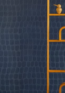 Tapete Croco Velvet Stahlblau