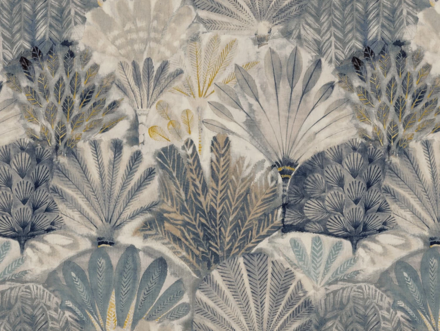 Digitaldruck Fächer Blattmuster Blau Beige Grau ML2901 2 Digitaldruck Fächer Blattmuster Blau Beige Grau ML2901 – Bild 2