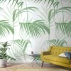 Fototapete Vlies Blätter Palmen Floral Grün Weiß 47209