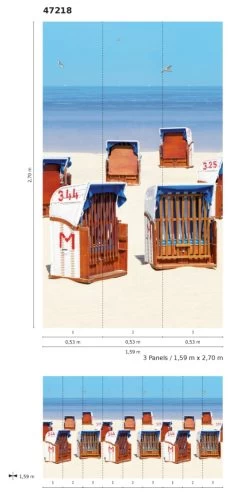 Fototapete Vlies Strand-Körbe See Blau Braun Beige 47218 -Berühmt Tapeten Geschäft Fototapete Vlies Strand Koerbe See blau braun beige 47218 63210669 2