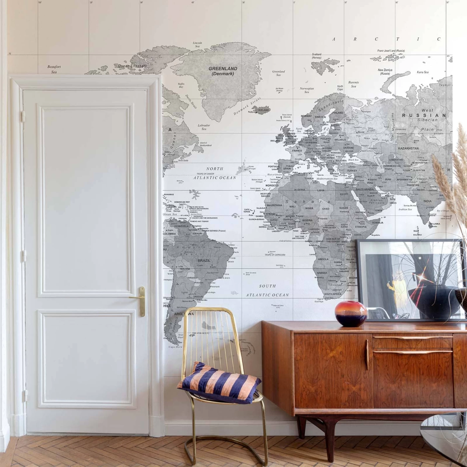 Digitaldruck Weltkarte Weiß Grau ML3002 1 Digitaldruck Weltkarte Weiß Grau ML3002