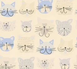A.S. Creation Kindertapete Kätzchen Comic Beige Blau 36754-1