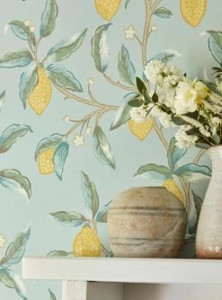 Tapete Lemon Tree Hellblaugrau