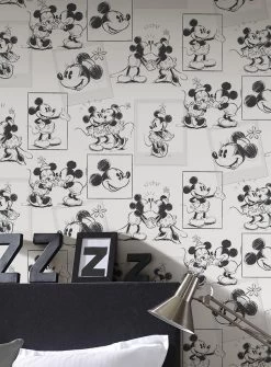 Tapete Mickey Sketches Weiss