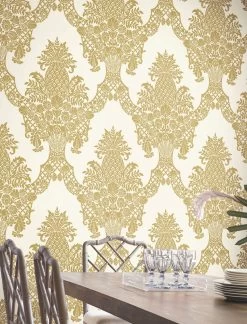 Tapete Pineapple Damask Perlgold -Berühmt Tapeten Geschäft Pineapple Damask B 790412 2880x1440