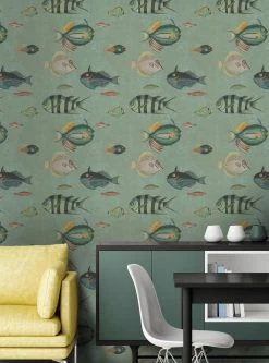 Wandbild Poissons Schilfgrün -Berühmt Tapeten Geschäft Poissons B 725071 2880x1440
