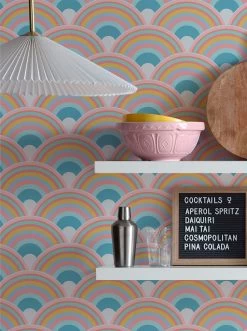 Tapete Retro Rainbow Rosatöne