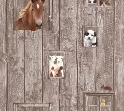 A.S. Creation Tapete Kinder Pferd Hund Schaf Braun Beige 35842-2