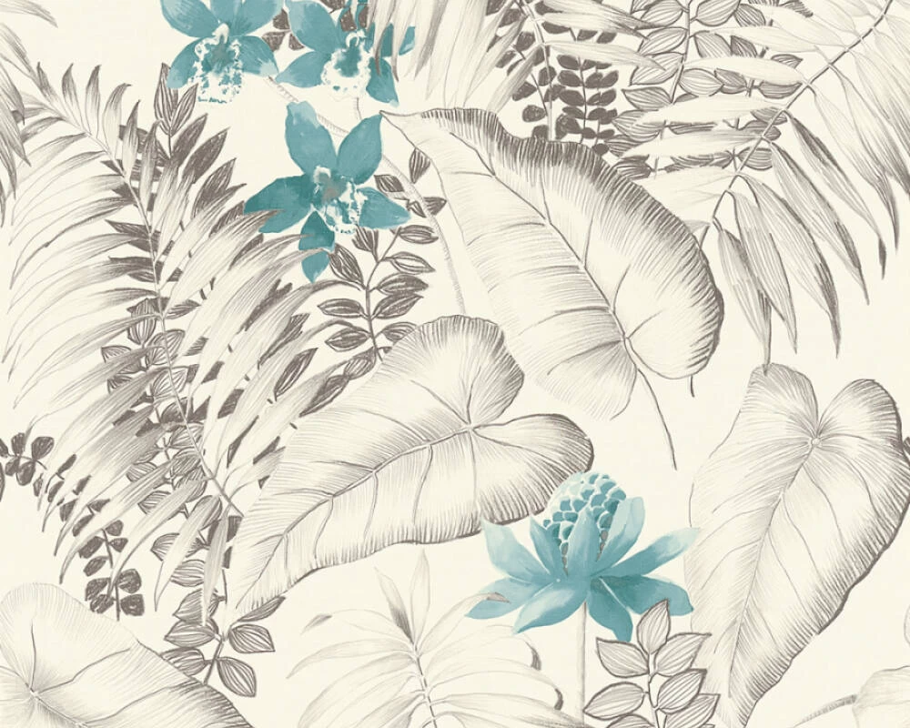 A.S. Creation Tapete Vlies 37279-2 Floral Exotik Blumen Weiß Braun 2 A.S. Creation Tapete Vlies 37279-2 Floral Exotik Blumen Weiß Braun – Bild 2