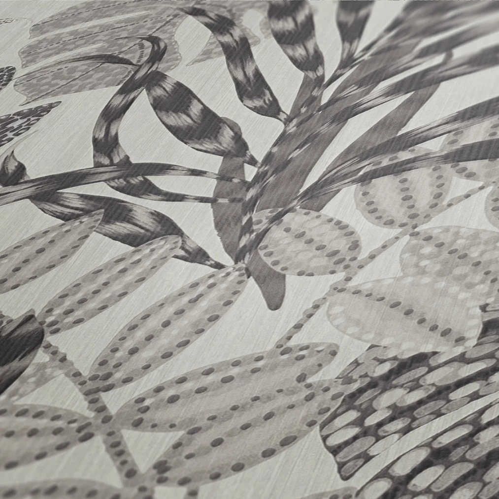 Tapete Vlies Blätter Floral Grau Weiß 37860-4 2 Tapete Vlies Blätter Floral Grau Weiß 37860-4 – Bild 2