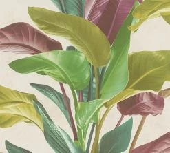 Tapete Vlies Floral Blätter Grün Rot Weiß 37862-1