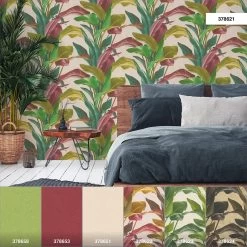 Tapete Vlies Floral Blätter Grün Rot Weiß 37862-1 -Berühmt Tapeten Geschäft Tapete Vlies Floral Blaetter gruen rot weiss 37862 1 63206696 2