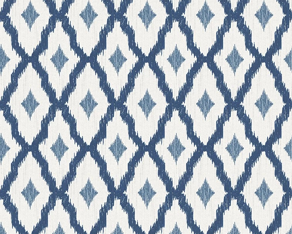 Tapete Vlies Kariert Weiß Blau Tessuto 96197-4 1 Tapete Vlies Kariert Weiß Blau Tessuto 96197-4