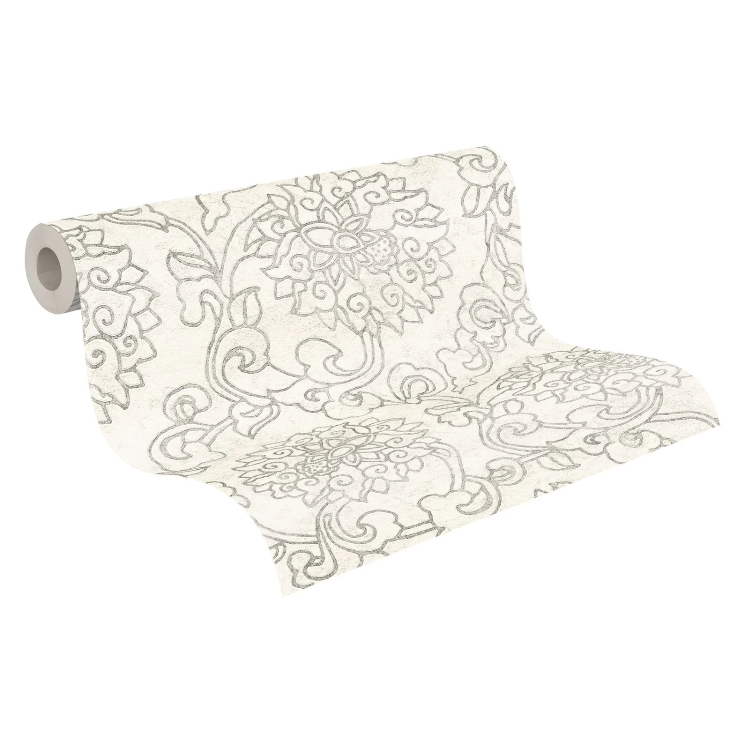 A.S. Creation Tapete Vlies Ornament Blumen Grau Metallic 37470-2 1 A.S. Creation Tapete Vlies Ornament Blumen Grau Metallic 37470-2