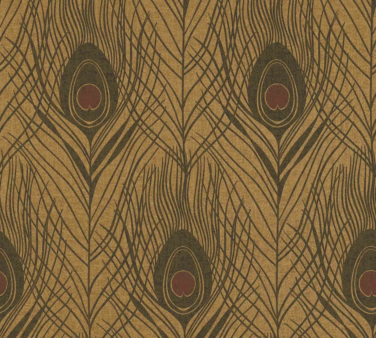 Tapete Vlies Pfau Feder Gold Dunkelbraun 36971-8 1 Tapete Vlies Pfau Feder Gold Dunkelbraun 36971-8