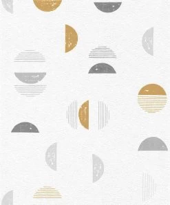 Tapete Vlies Rasch Halbkreise Prego Weiß Braun 500554