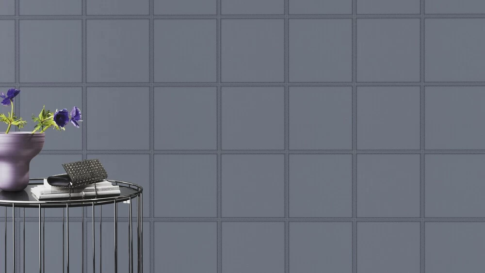 Tapete Vlies Rasch Leder-Optik Kariert Grau-blau 419047 3 Tapete Vlies Rasch Leder-Optik Kariert Grau-blau 419047 – Bild 3