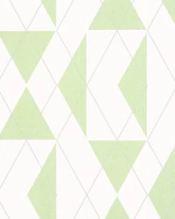 Tapete Vlies Rauten Grafik Weiß Grün Silber Glanz 6737-30