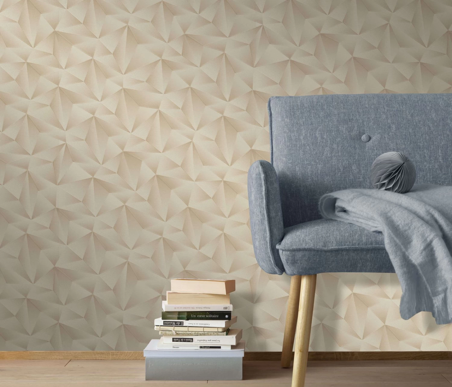 Vliestapete Dreiecke 3D Erismann 10106-02 Beige 4 Vliestapete Dreiecke 3D Erismann 10106-02 Beige – Bild 4