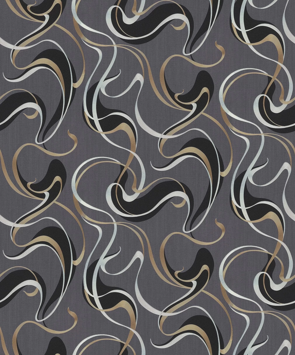 Vliestapete Schnörkel Erismann 10105-15 Grau Gold Silber 2 Vliestapete Schnörkel Erismann 10105-15 Grau Gold Silber – Bild 2