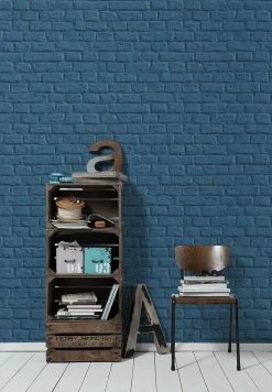 Vliestapete Steinmauer Blau 36912-3 -Berühmt Tapeten Geschäft Vliestapete Stein Mauer blau 36912 3 191312